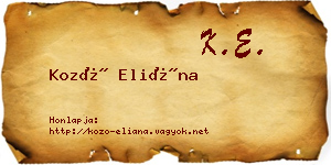 Kozó Eliána névjegykártya